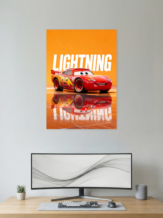 Lightning McQueen Poster | Animated Cars Wall Art