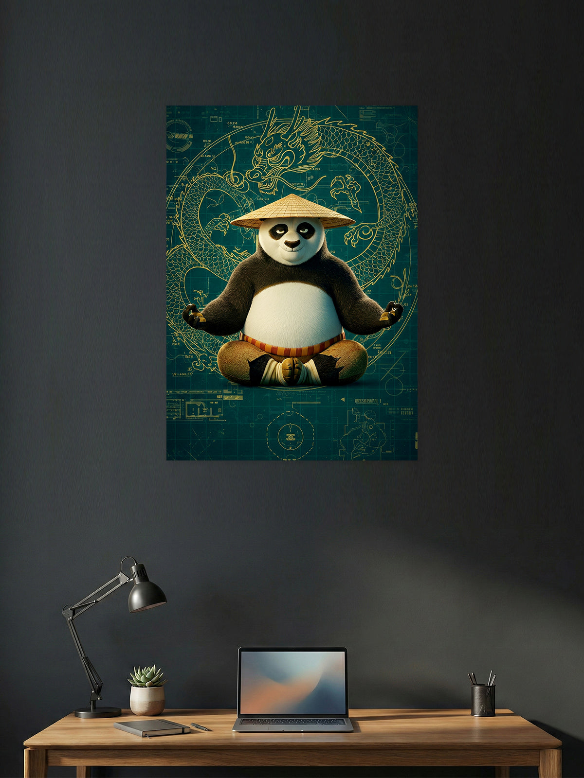 Kung Fu Panda Poster | Po Meditation Dragon Theme Animated Wall Art