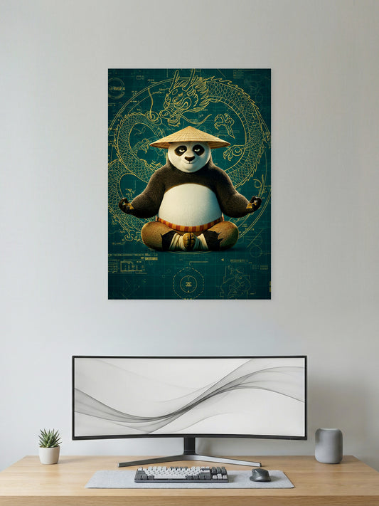 Kung Fu Panda Poster | Po Meditation Dragon Theme Animated Wall Art