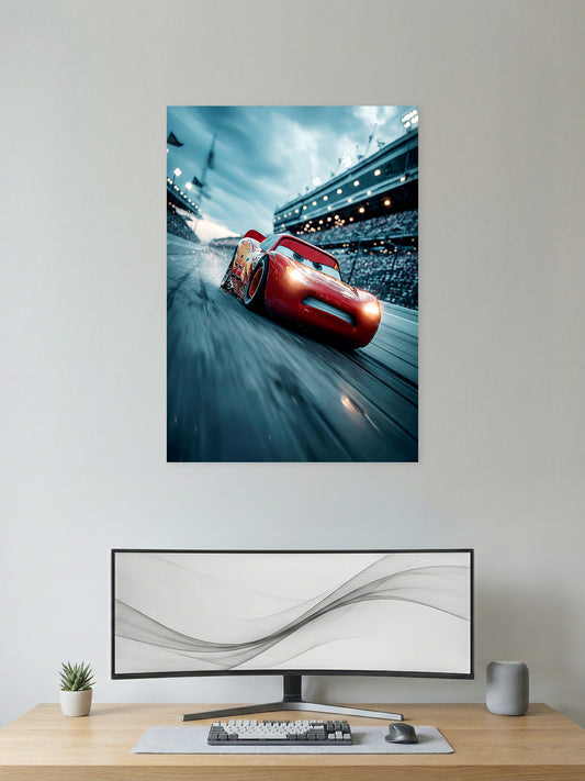 Cars Lightning McQueen Racing Poster | High-Speed Animated Movie Wall Art