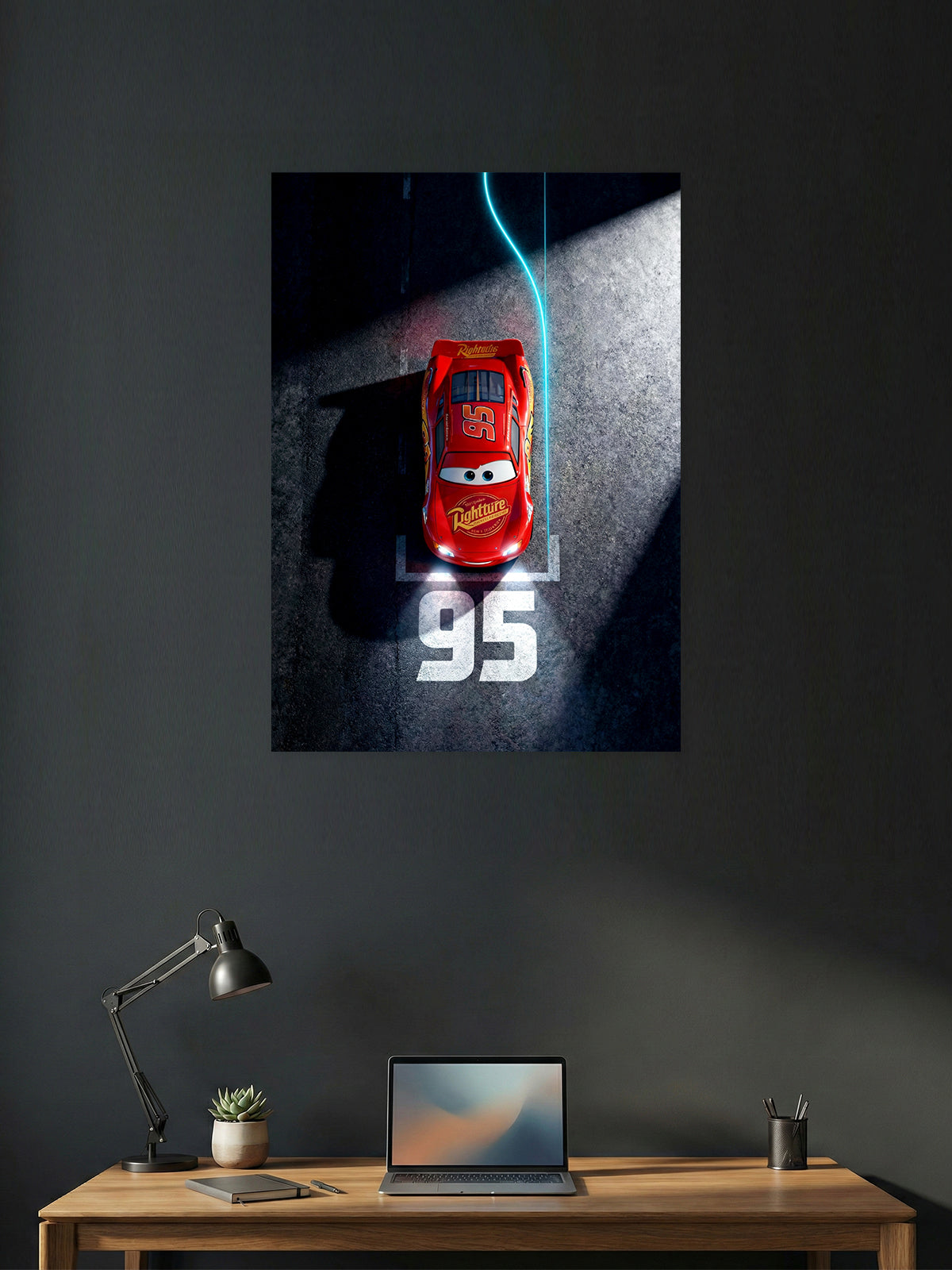 Lightning McQueen Top View Racing Poster