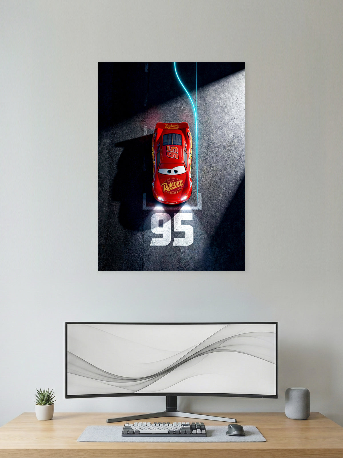 Lightning McQueen Top View Racing Poster