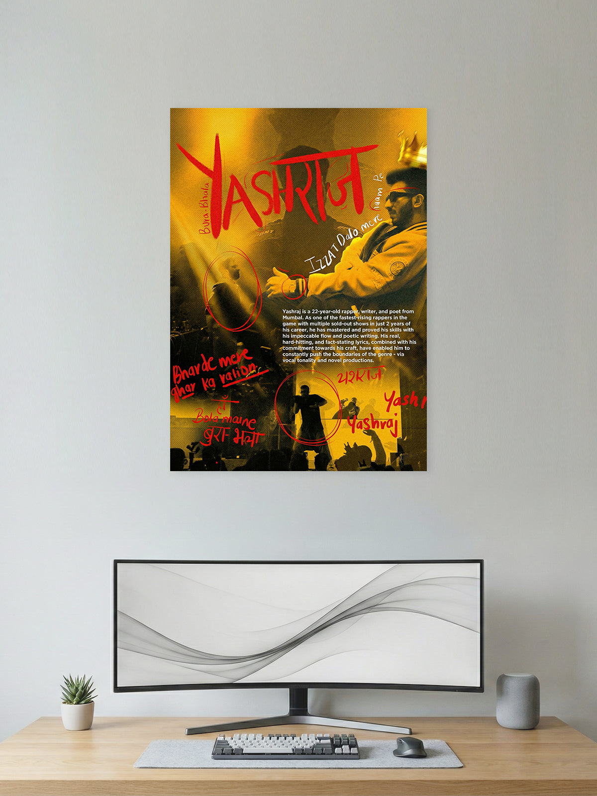 Yashraj Rap Poster – Indian Hip-Hop Lyric Art Wall Poster