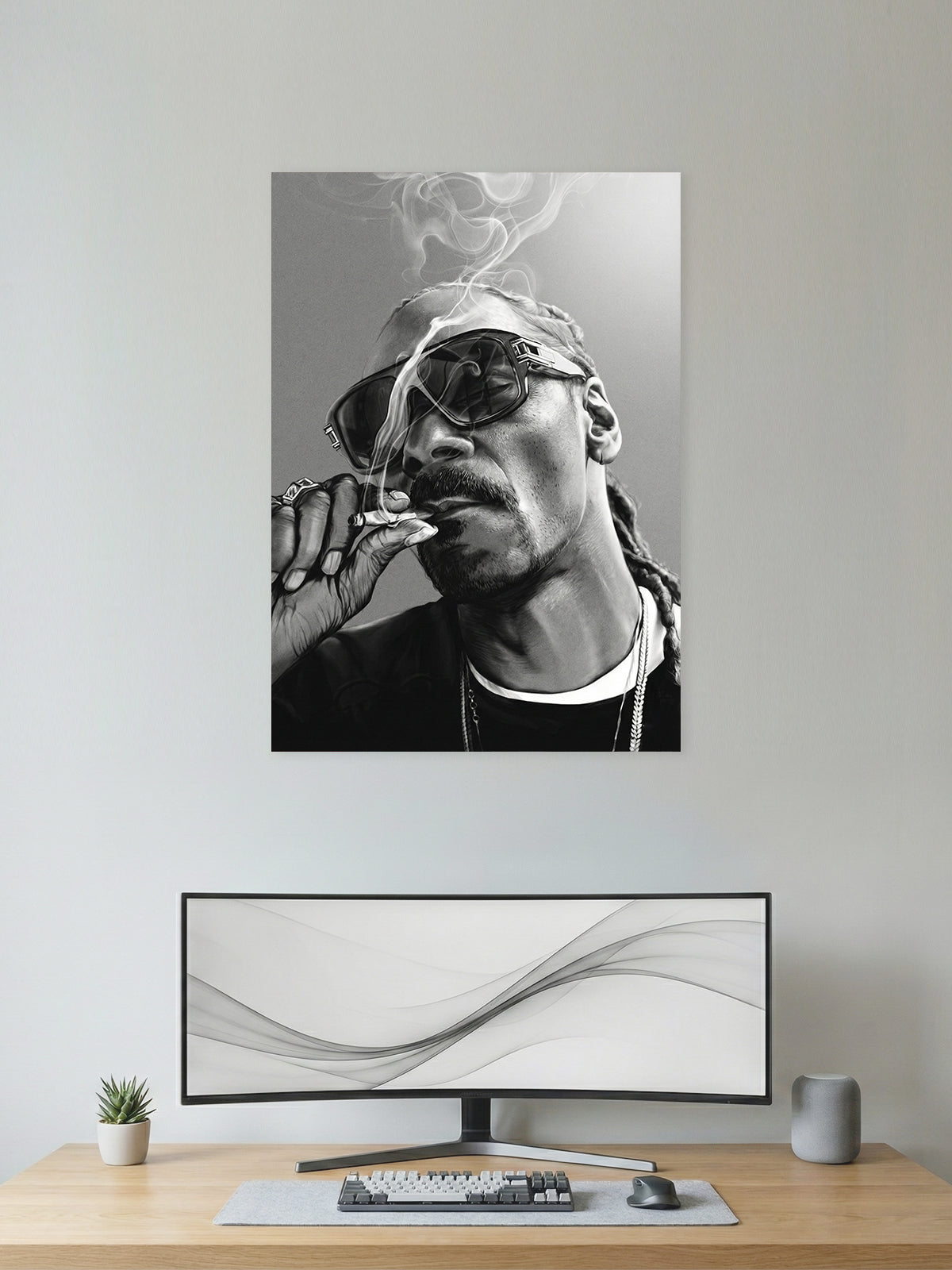 Snoop Dogg – Monochrome Smoke Portrait Poster