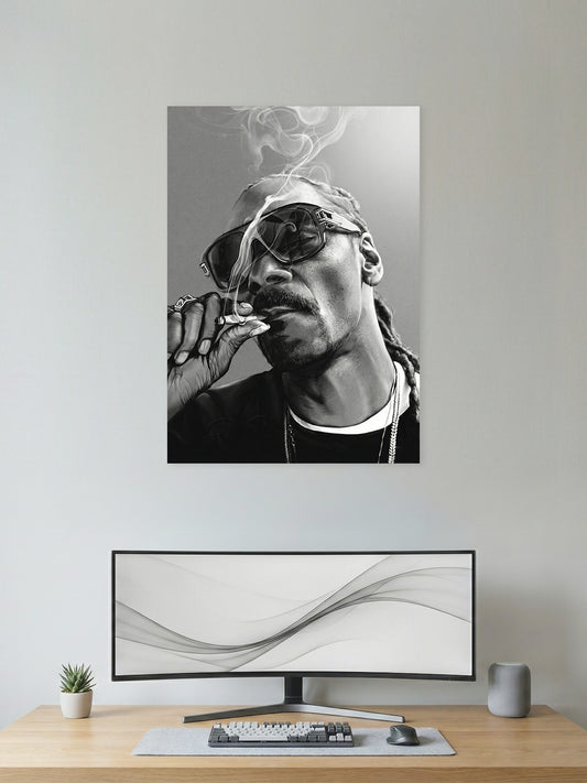 Snoop Dogg – Monochrome Smoke Portrait Poster