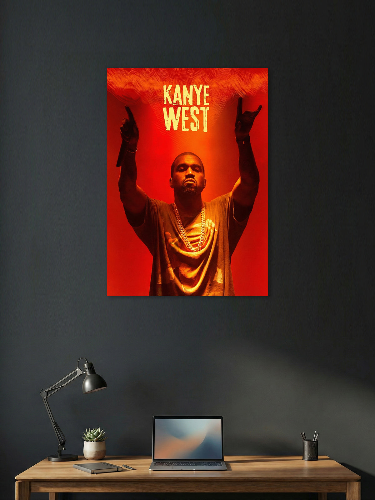 Kanye West – Iconic Red Stage Hip-Hop Poster