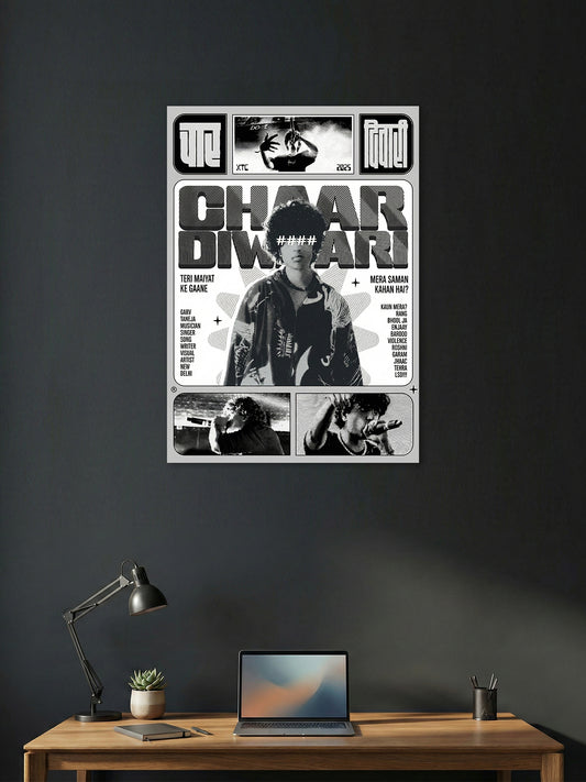 Chaar Diwari Black & White Indian Hip-Hop Poster