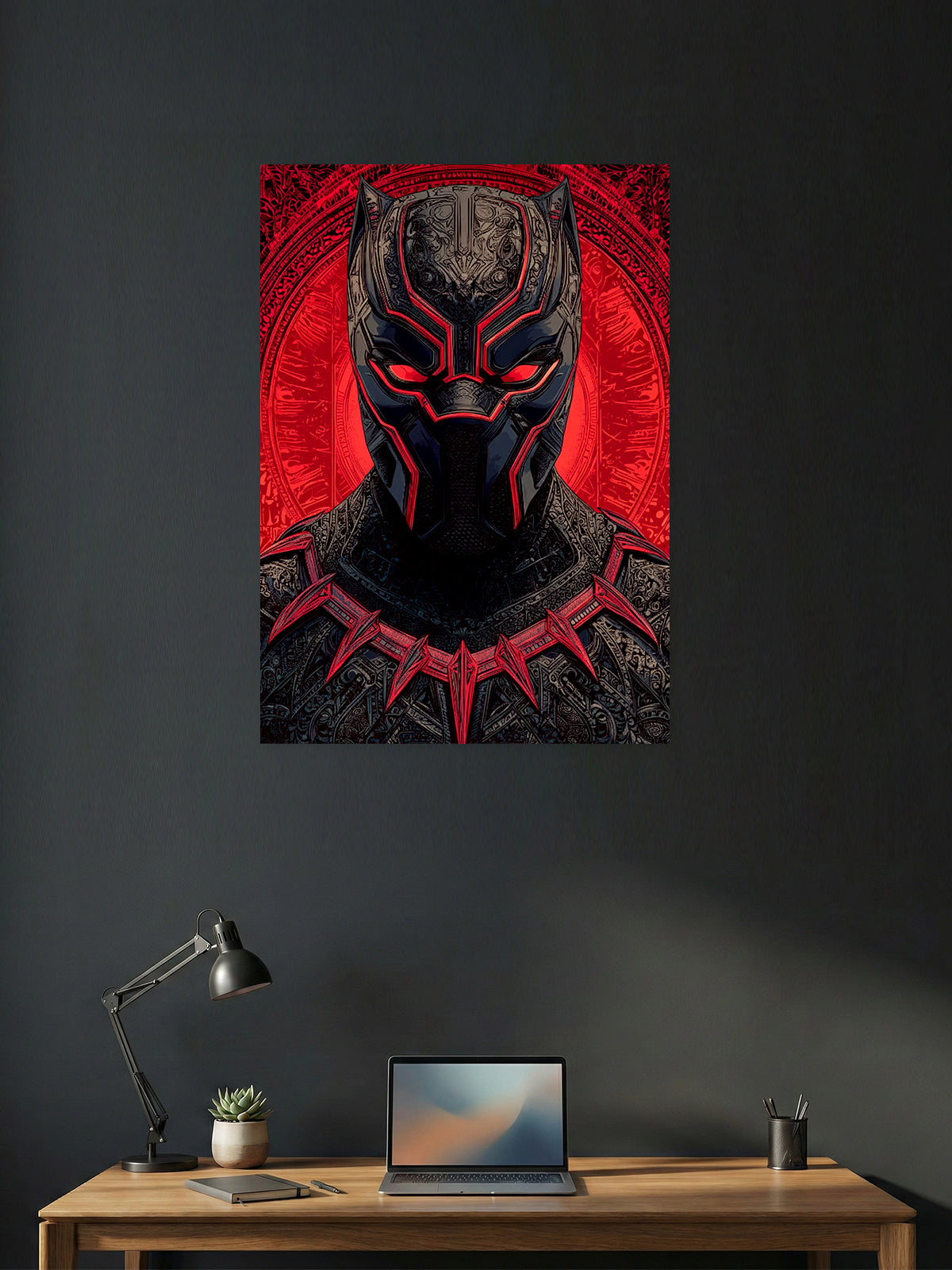 Shadow Panther – Red Tribal Mask Warrior Poster
