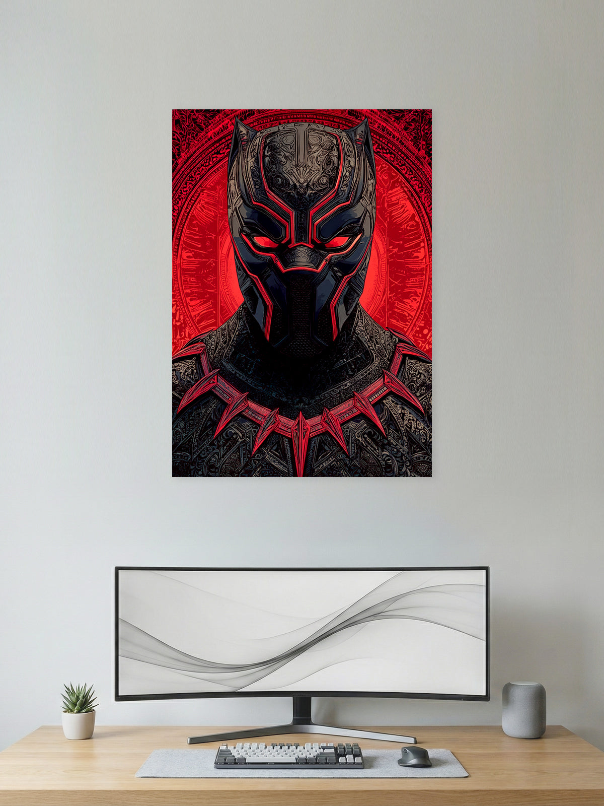 Shadow Panther – Red Tribal Mask Warrior Poster