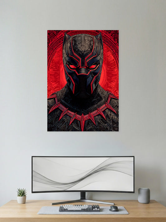 Shadow Panther – Red Tribal Mask Warrior Poster