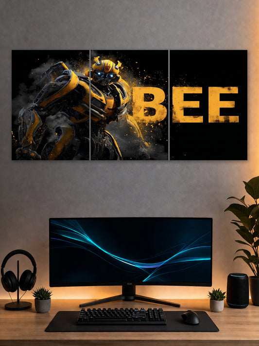 Bee Split Poster – Sci-Fi Robot Action Wall Art