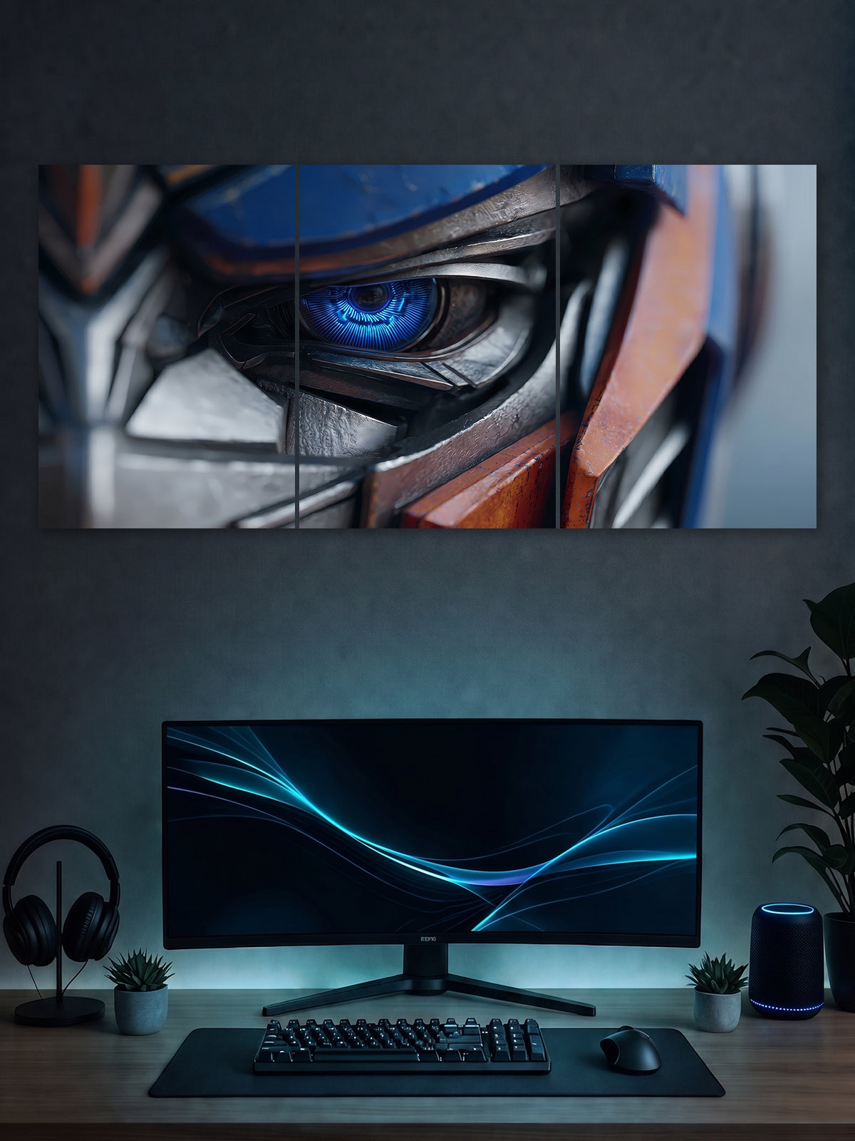 Cyber Eye Split Poster – Futuristic Robot  Wall Art