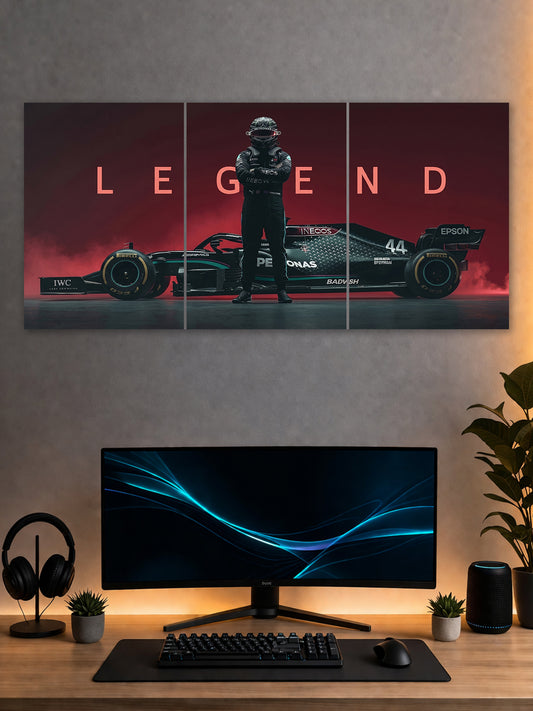 Racing Legend Split Poster – Formula Motorsport Car Wall Art (3 Panel)