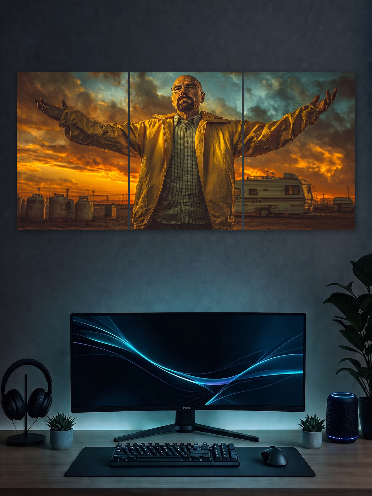 Heisenberg Inspired Split Poster – Breaking Bad Walter White Wall Art (3 Panel)