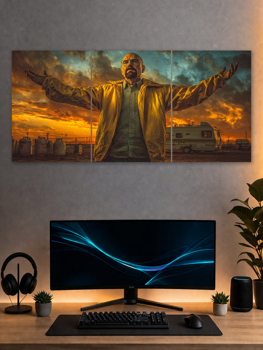 Heisenberg Inspired Split Poster – Breaking Bad Walter White Wall Art (3 Panel)