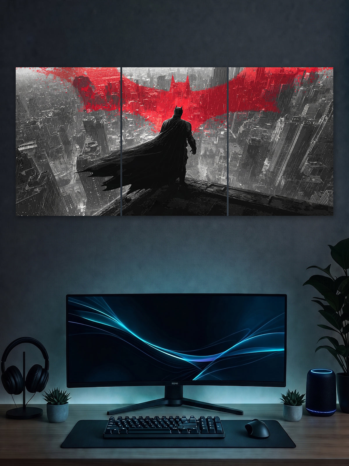 Batman Split Poster – Dark Knight City Wall Art (3 Panel)