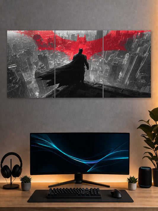 Batman Split Poster – Dark Knight City Wall Art (3 Panel)