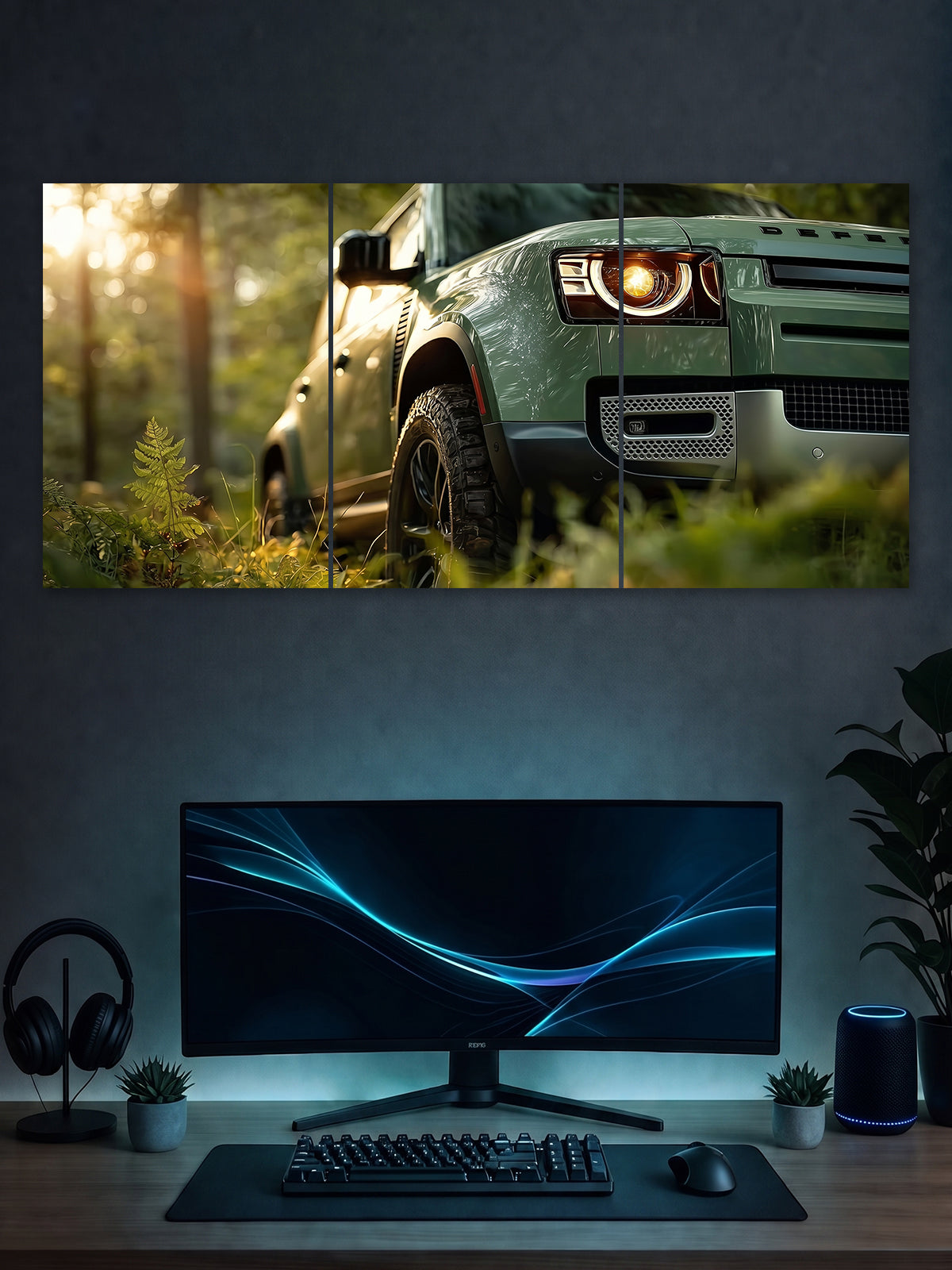 Land Rover Defender Split Poster – Off-Road SUV Adventure Wall Art (3 Panel)
