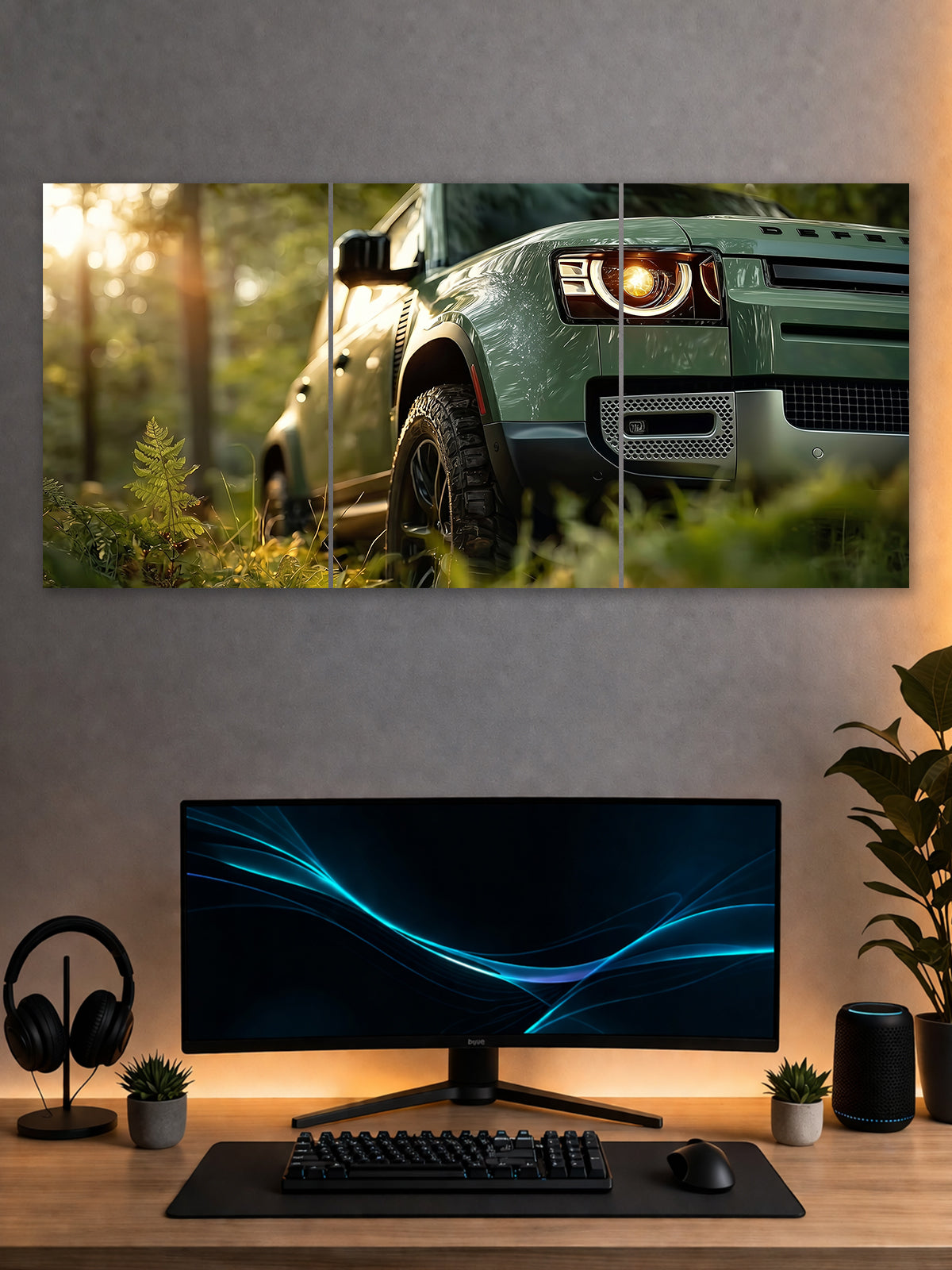 Land Rover Defender Split Poster – Off-Road SUV Adventure Wall Art (3 Panel)