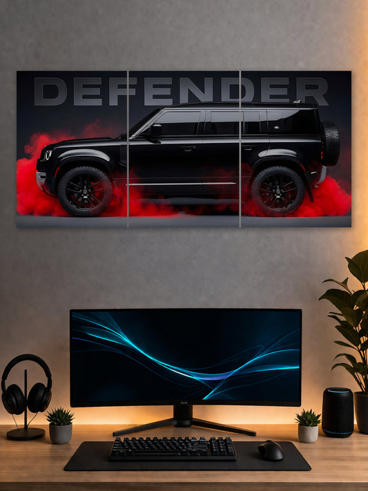 Land Rover Defender Black Edition Split Poster – Luxury SUV Wall Art (3 Panel)