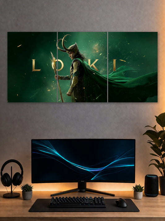 Loki God of Mischief Split Poster – Marvel Variant Wall Art (3 Panel)