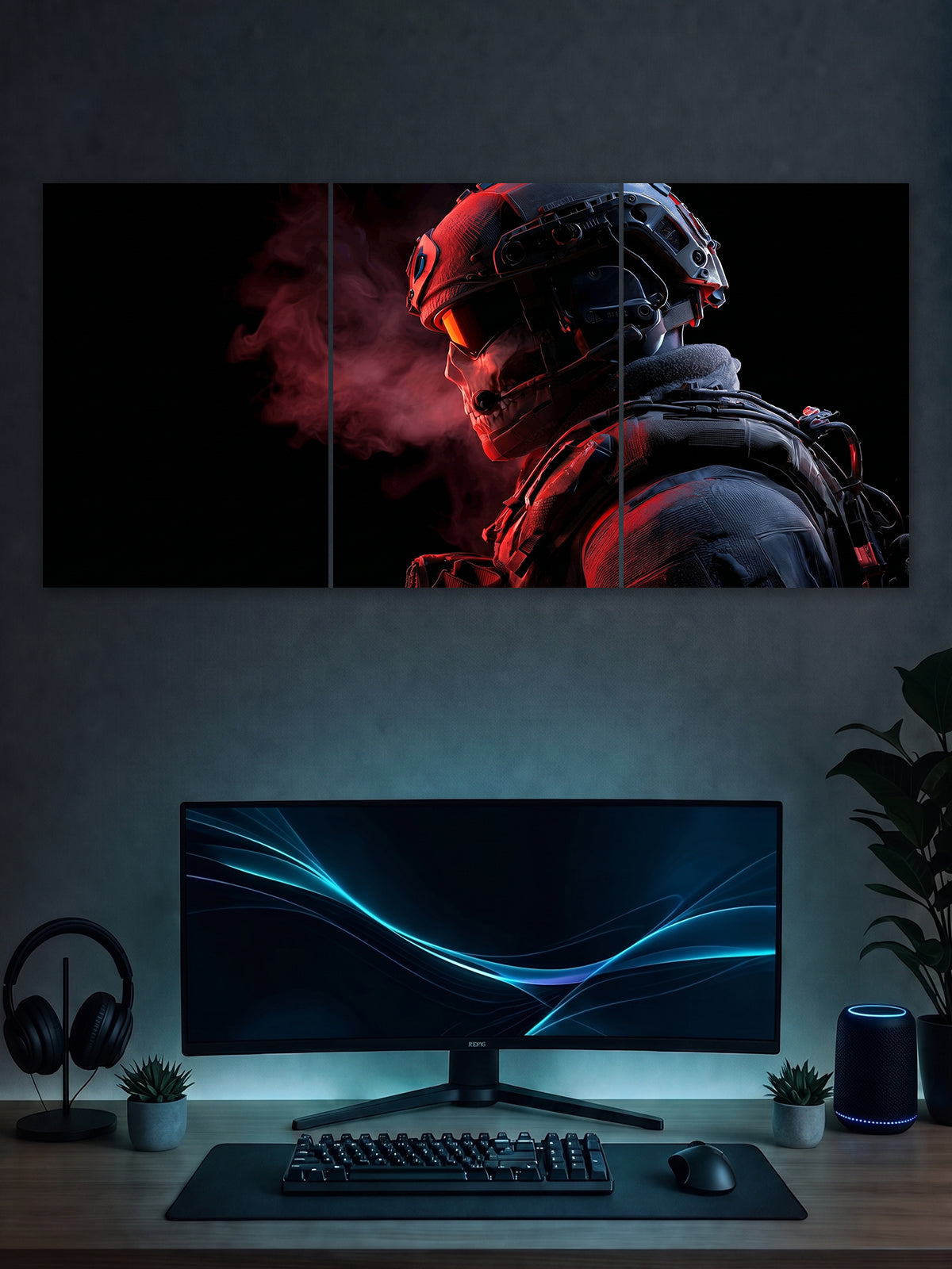 Tactical Soldier Split Poster – Special Forces Dark Aesthetic Wall Art (3 Panel)