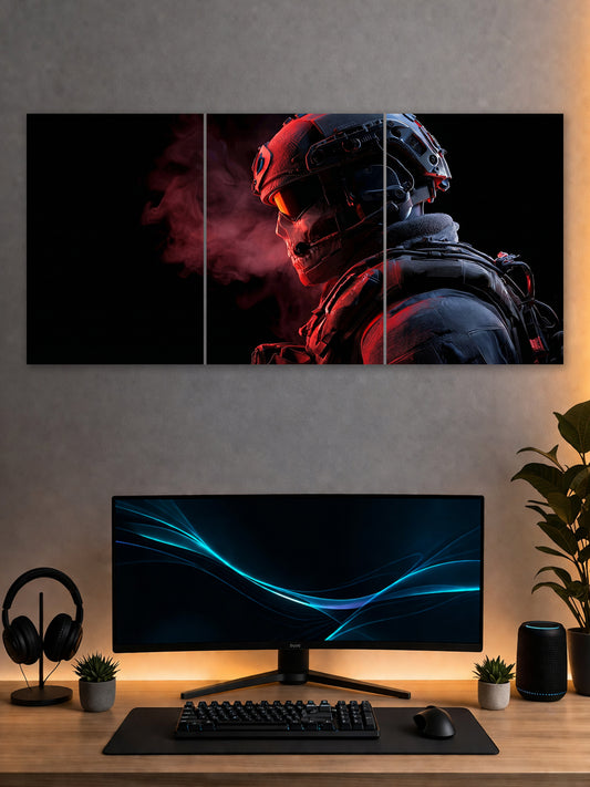 Tactical Soldier Split Poster – Special Forces Dark Aesthetic Wall Art (3 Panel)