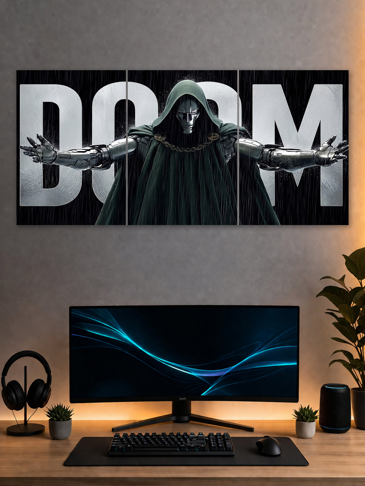 Doctor Doom Dark Poster – Marvel Villain Cinematic Wall Art (3 Panel)