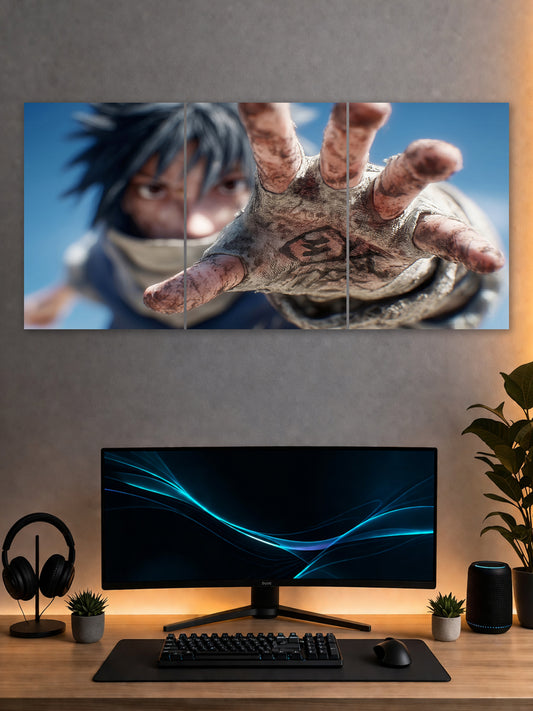 Anime Reach Poster – Intense Action 3 Panel Wall Art (Cinematic Focus Style)