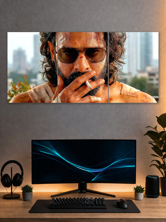 Rugged Action Hero Poster – Intense Cinematic 3 Panel Wall Art