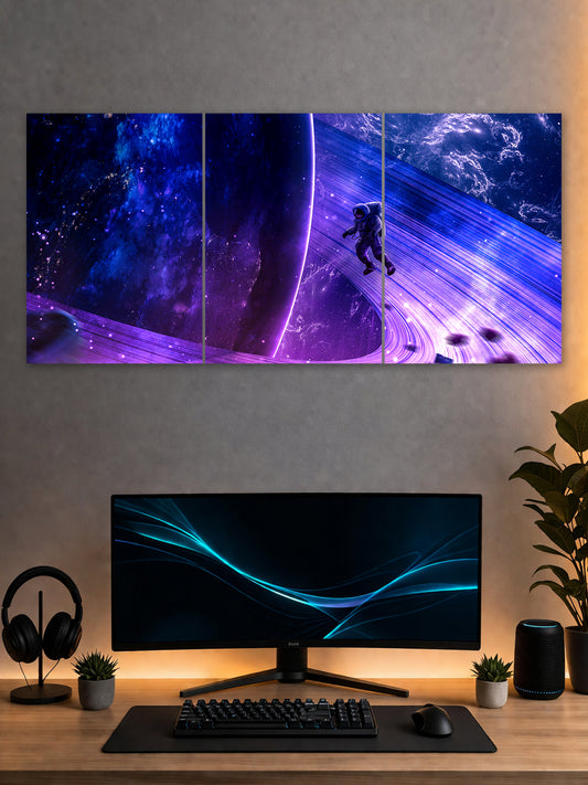 Purple Cosmic Astronaut Split Poster – Space Wall Art | SHDW.STICK