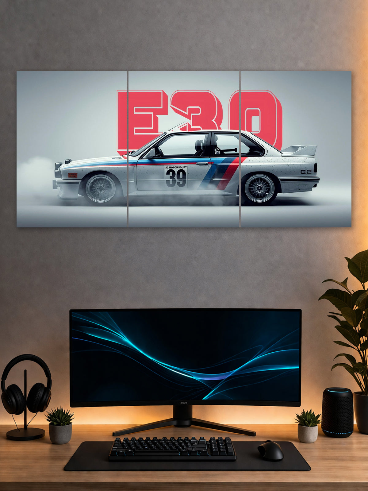 BMW E30 M3 Split Poster – Classic BMW Car Wall Art | SHDW.STICK