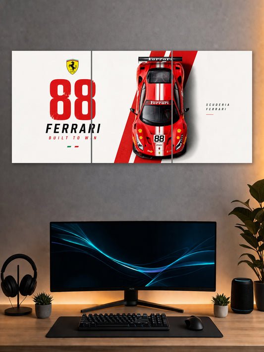 Ferrari 88 Racing Car Split Poster – Red Supercar Wall Art | SHDW.STICK
