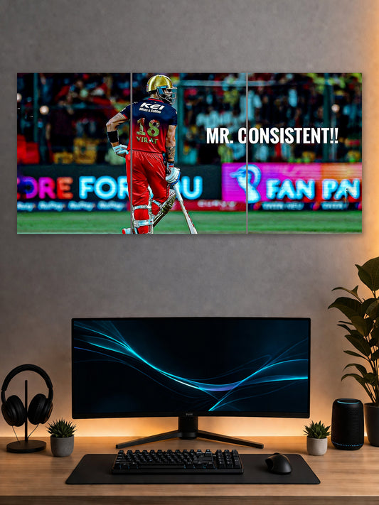 Virat Kohli Mr. Consistent Split Poster – RCB Cricket Wall Art | SHDW.STICK