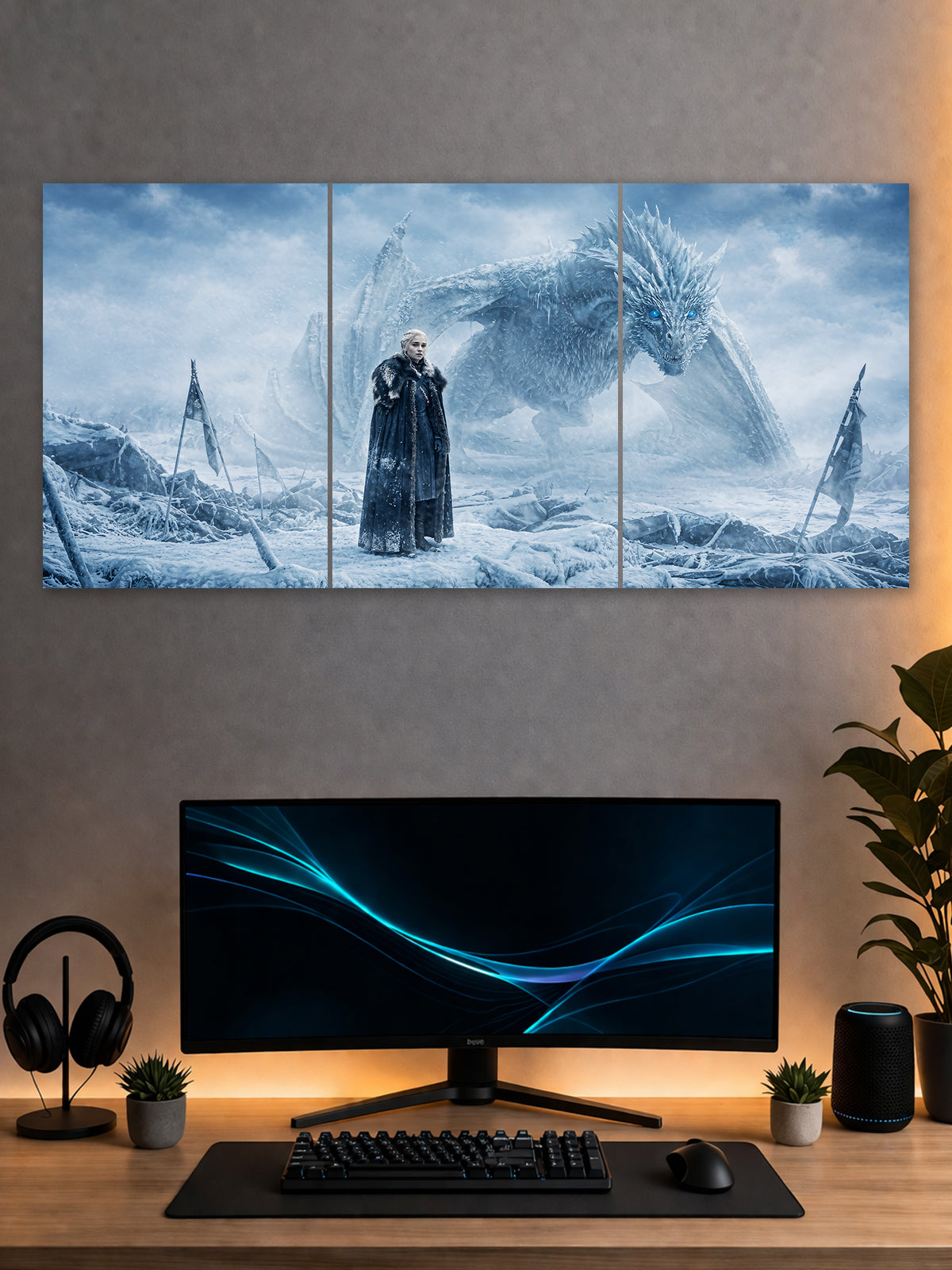 Daenerys Targaryen Ice Dragon Split Poster – Game of Thrones Wall Art | SHDW.STICK