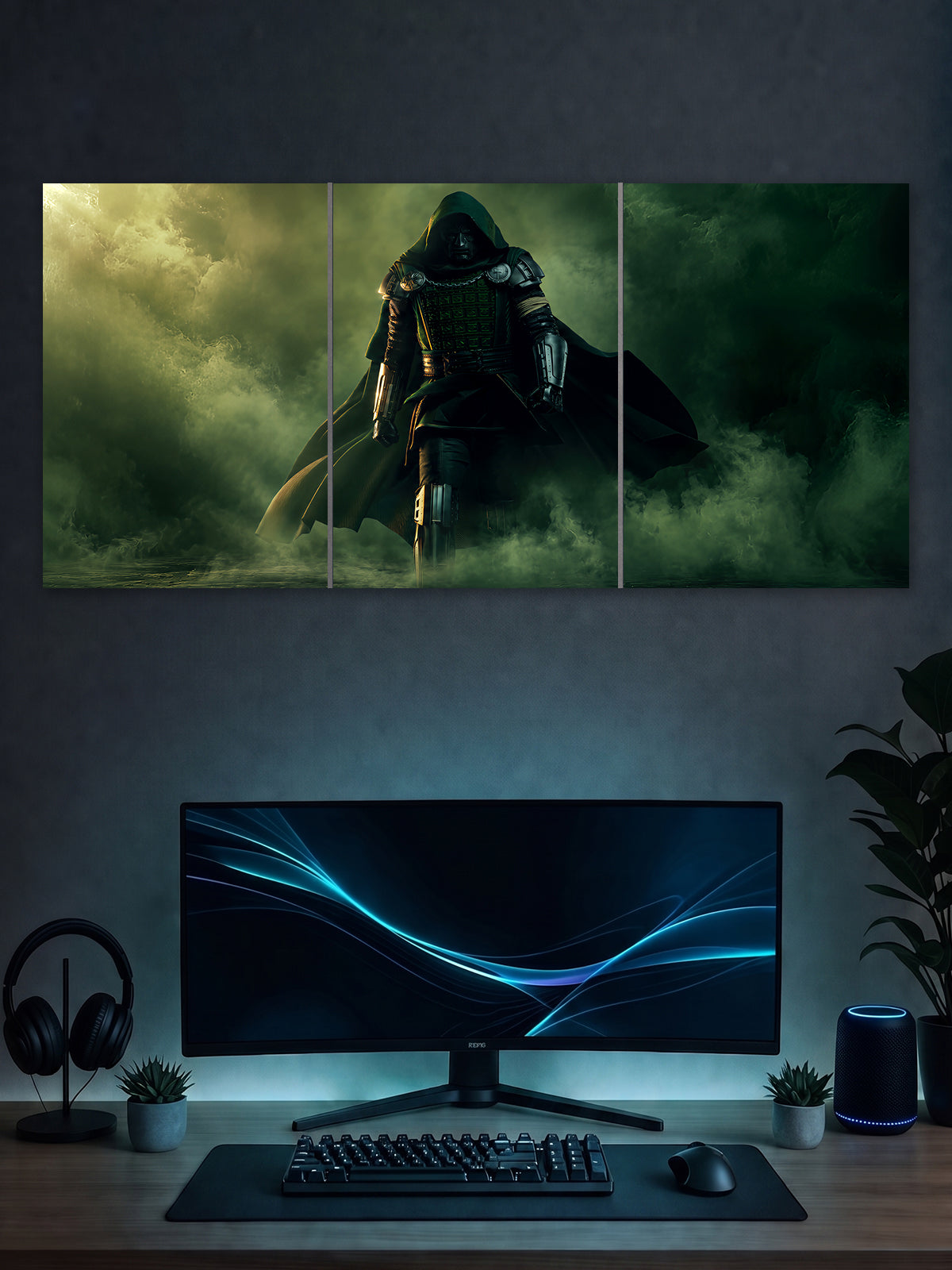 Dark Knight Warrior Split Poster – Fantasy Gaming Wall Art | SHDW.STICK