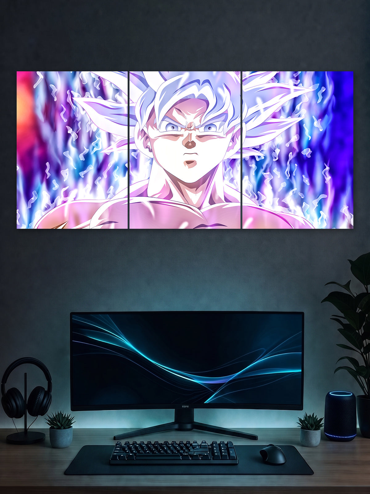 Ultra Instinct Goku Split Poster – Dragon Ball Anime Wall Art | SHDW.STICK