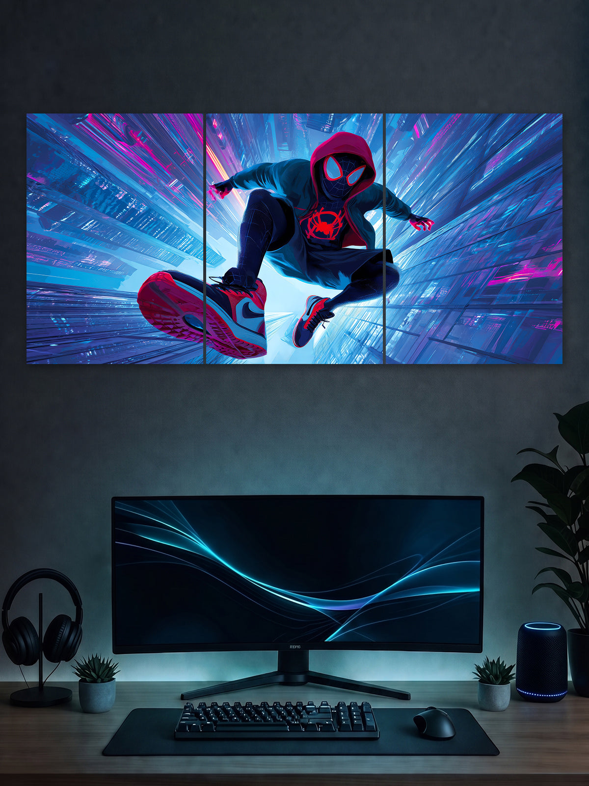 Spider-Man: Miles Morales Split Poster – Spider-Verse Anime Wall Art | SHDW.STICK