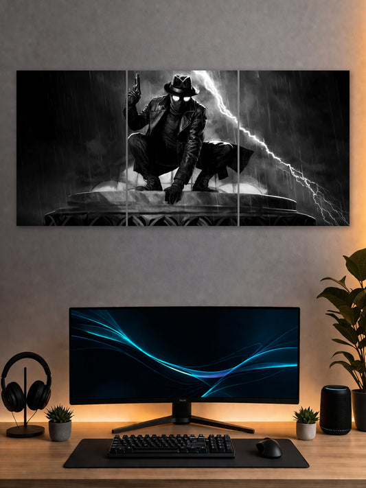 The Shadow Vigilante Split Poster – Dark Noir Wall Art | SHDW.STICK