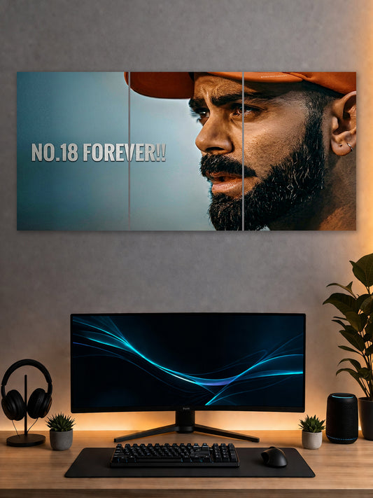 Virat Kohli No. 18 Forever Split Poster – Cricket Wall Art | SHDW.STICK