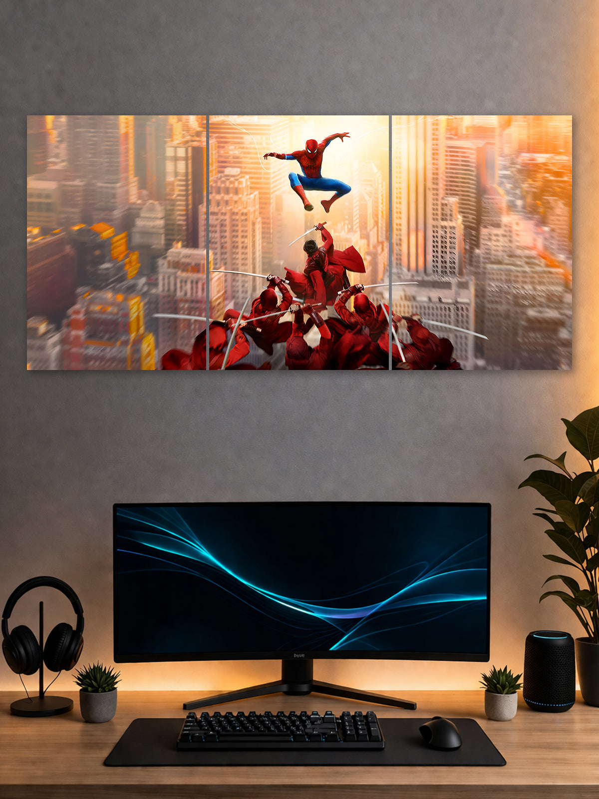 Spider-Man vs Deadpool Split Poster – Superhero Action Wall Art | SHDW.STICK