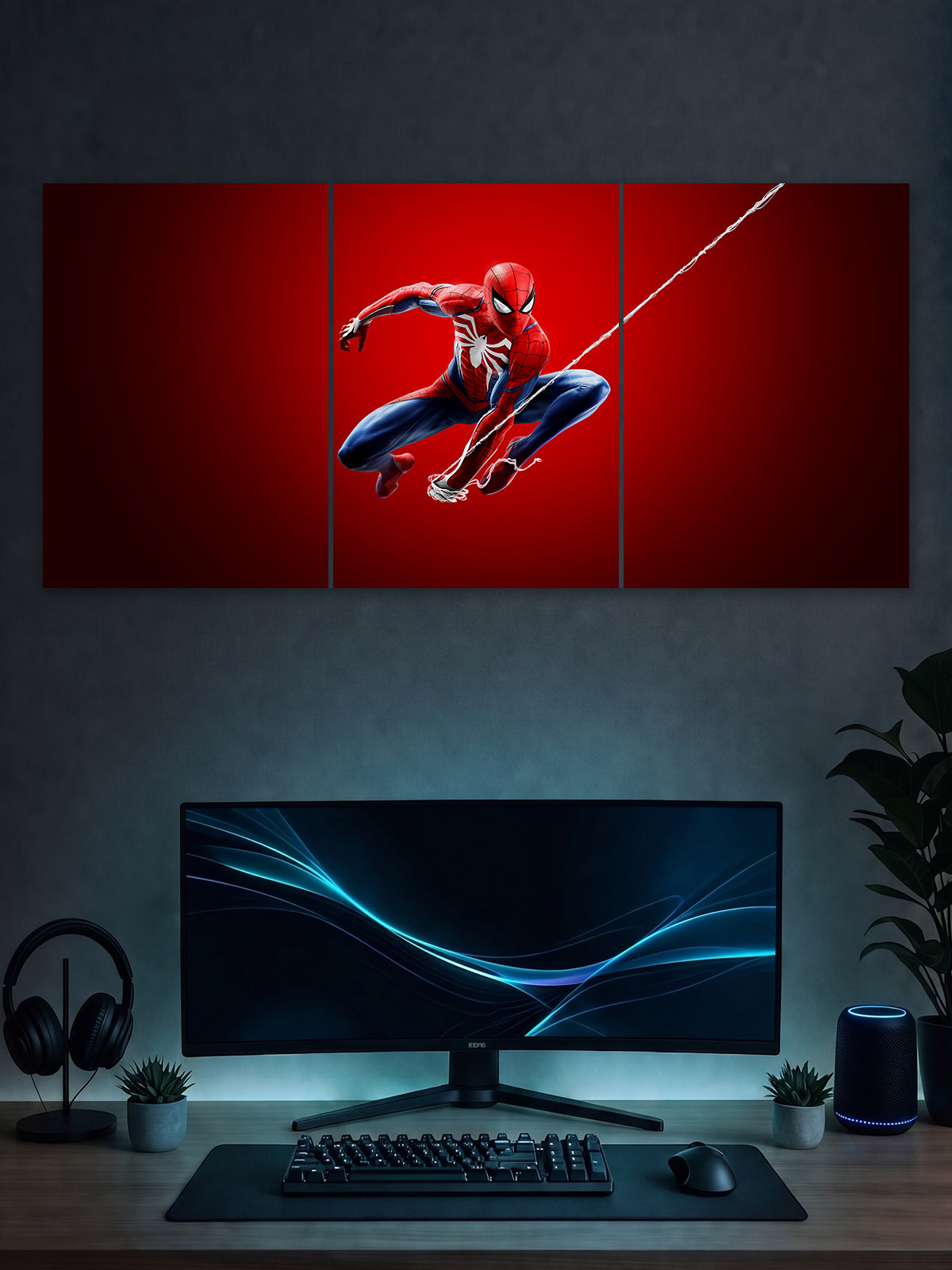 Spider-Man Red Split Poster – Superhero Wall Art | SHDW.STICK