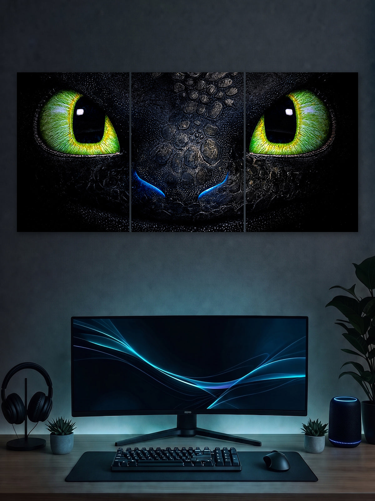 SHDW.STICK Black Dragon Eyes Split Poster – Fantasy Creature Wall Art