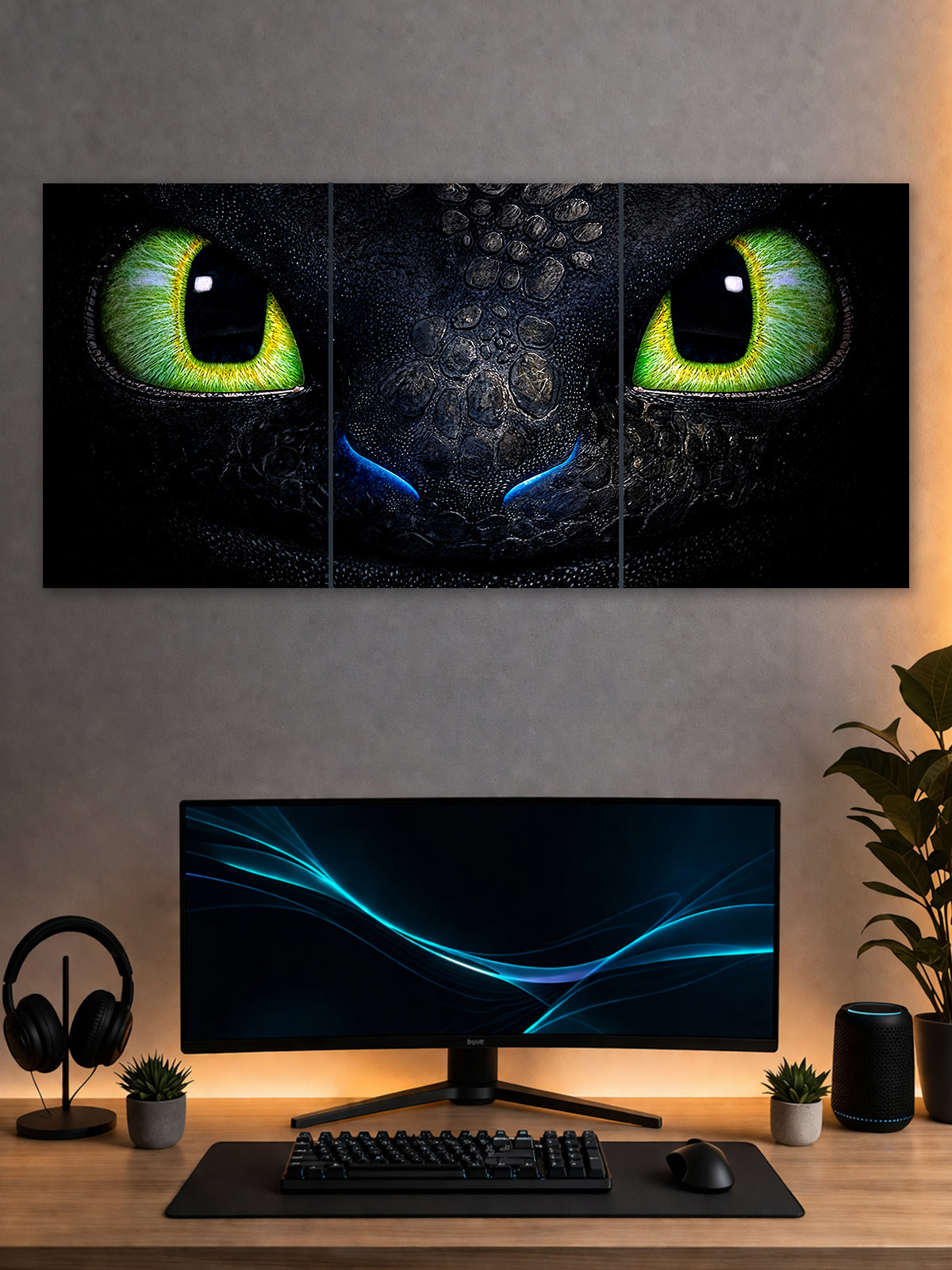 SHDW.STICK Black Dragon Eyes Split Poster – Fantasy Creature Wall Art