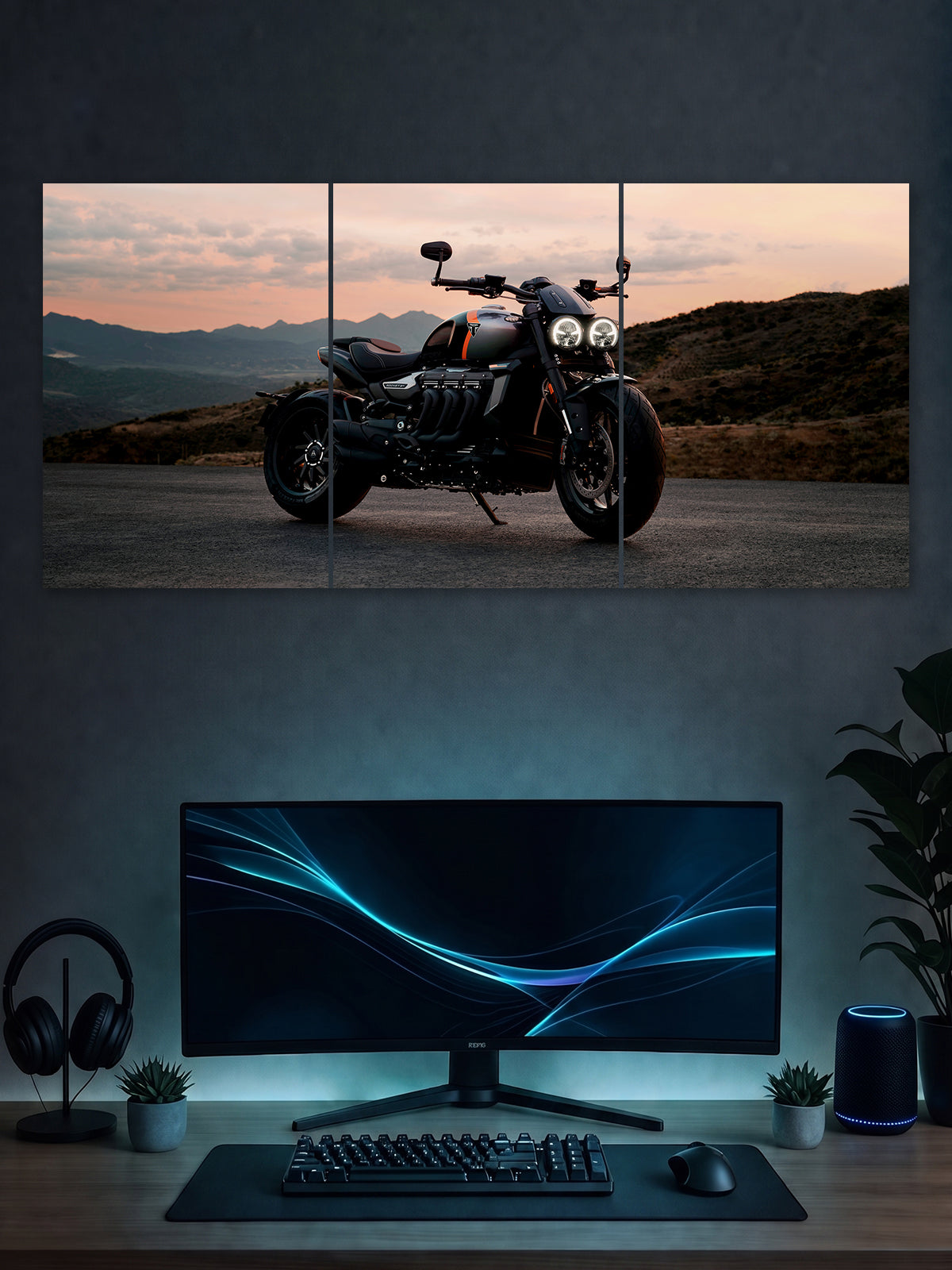SHDW.STICK Black Motorcycle Split Poster – Premium Bike Wall Art