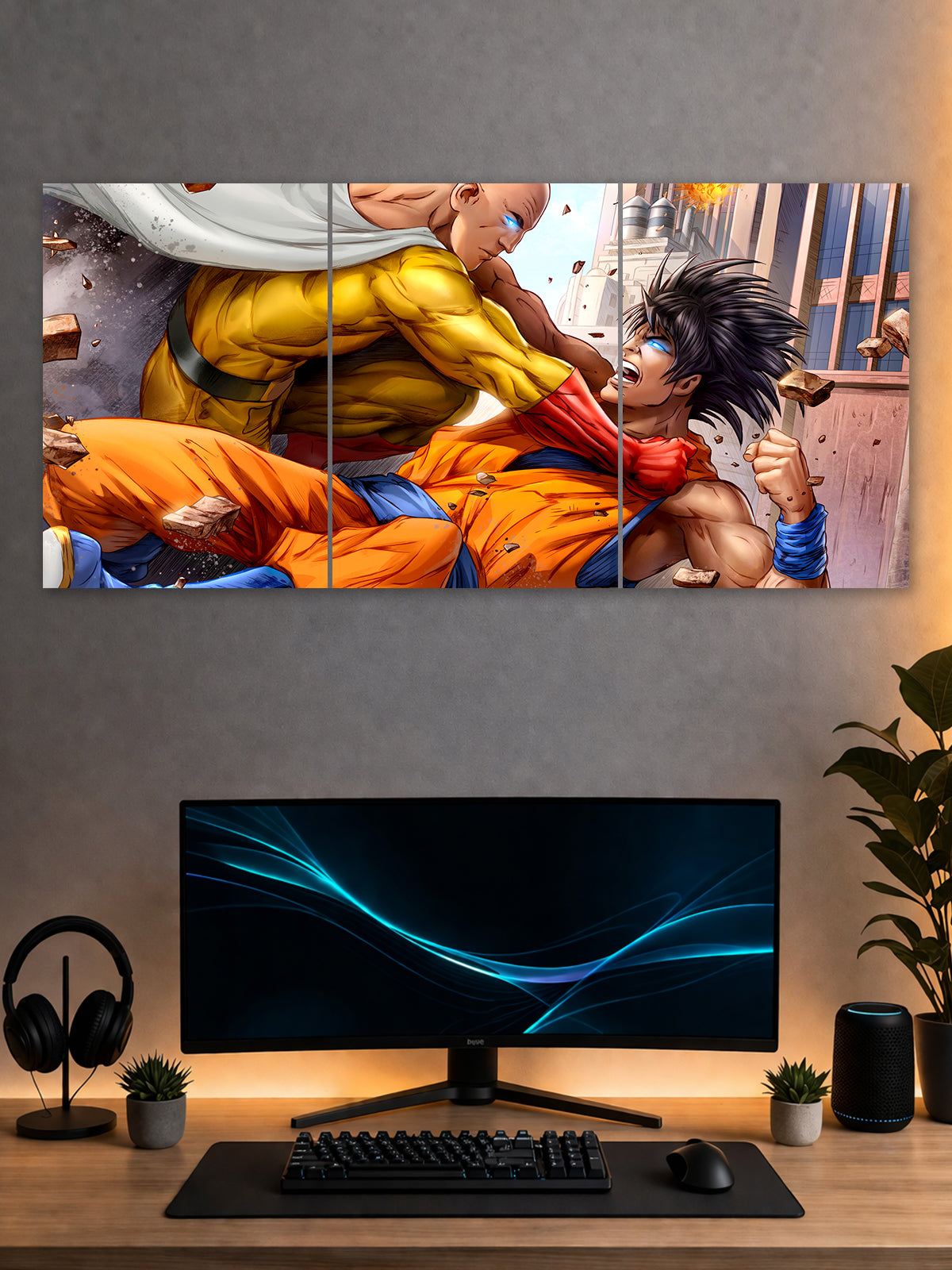 SHDW.STICK Saitama vs Goku Anime Split Poster – Premium Wall Art