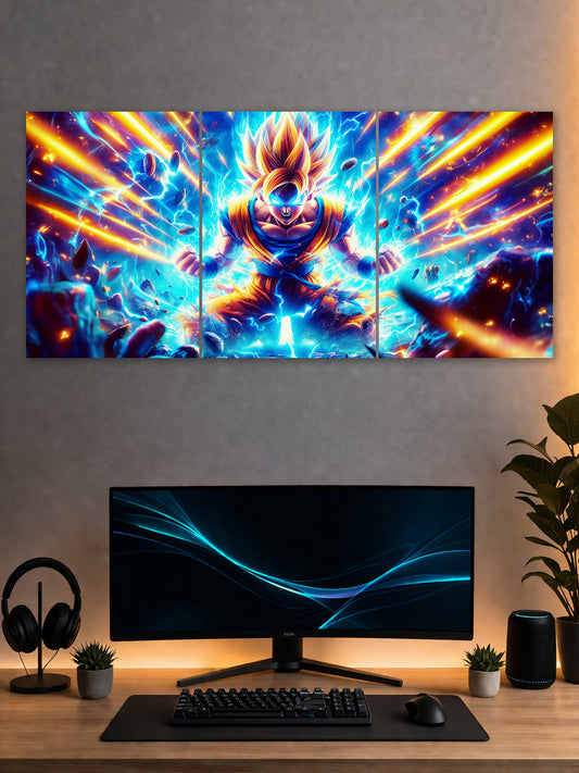 SHDW.STICK Super Saiyan Goku Power-Up Split Poster – Anime Wall Art