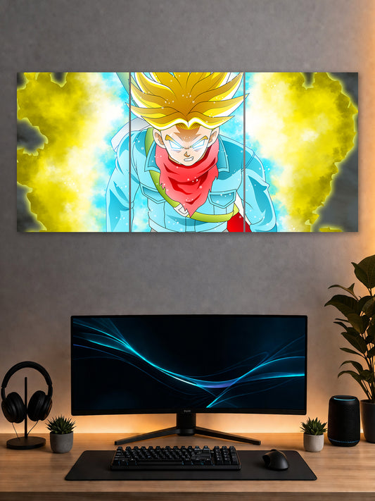 SHDW.STICK Super Saiyan Trunks Yellow Aura Split Poster – Anime Wall Art