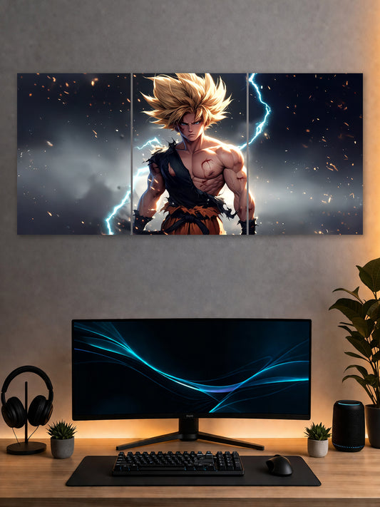 SHDW.STICK Super Saiyan Goku Split Poster – Anime Wall Art