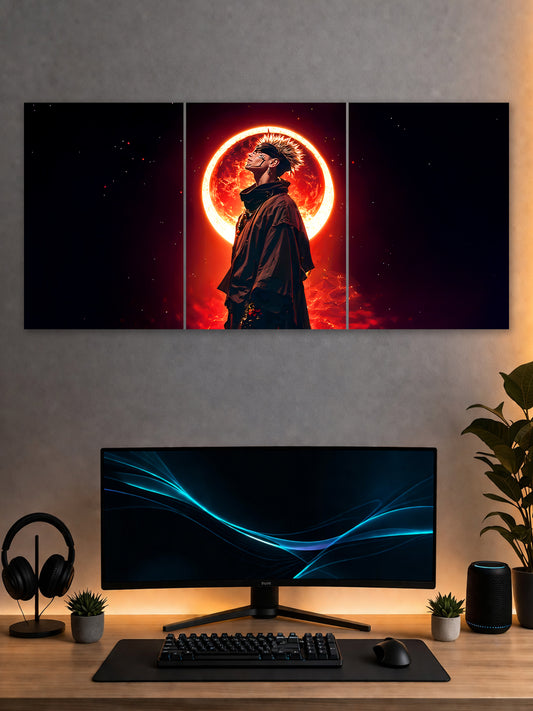 SHDW.STICK Anime Split Poster – Fiery Eclipse Character Wall Art
